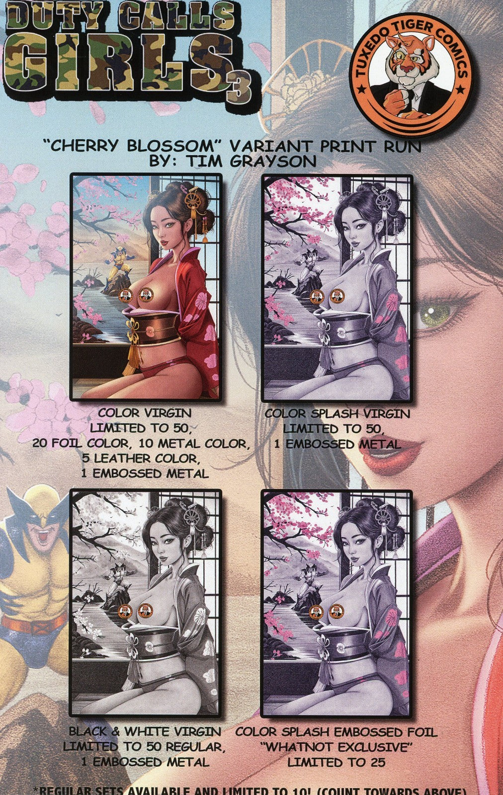 Duty Calls Girls 3 Cherry Blossom Topless Color Virgin Variant By Grayson Ltd 50
