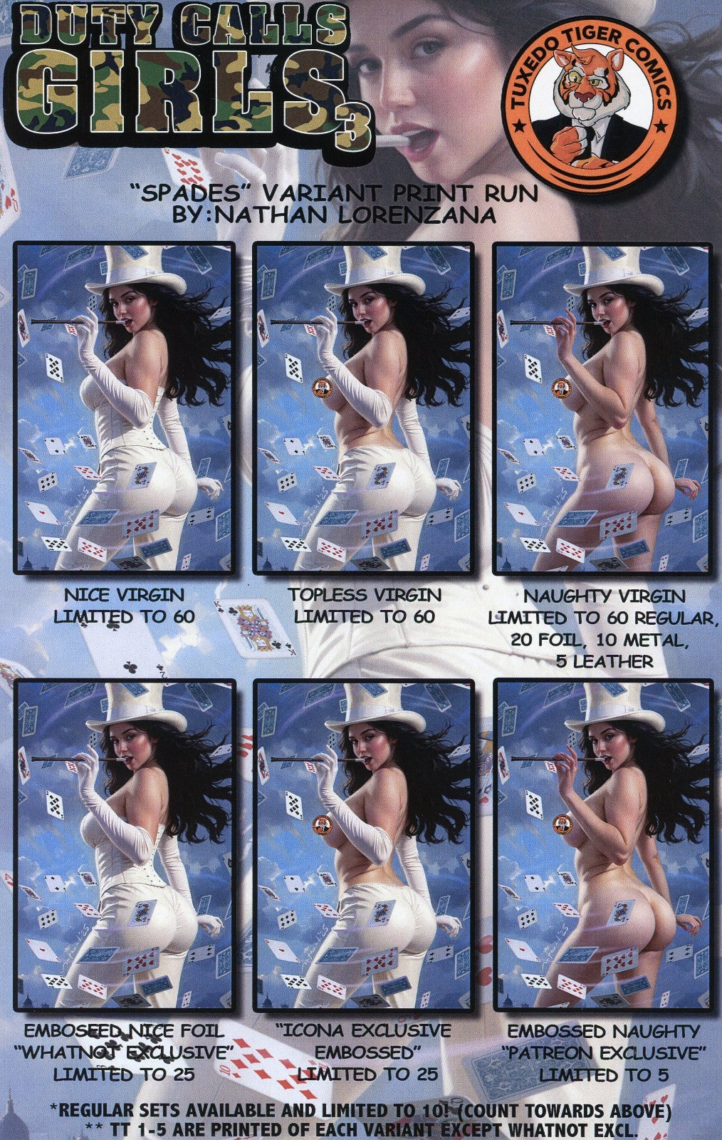 Duty Calls Girls 3 Spades Topless Virgin Variant By Nathan Lorenzana Ltd 60