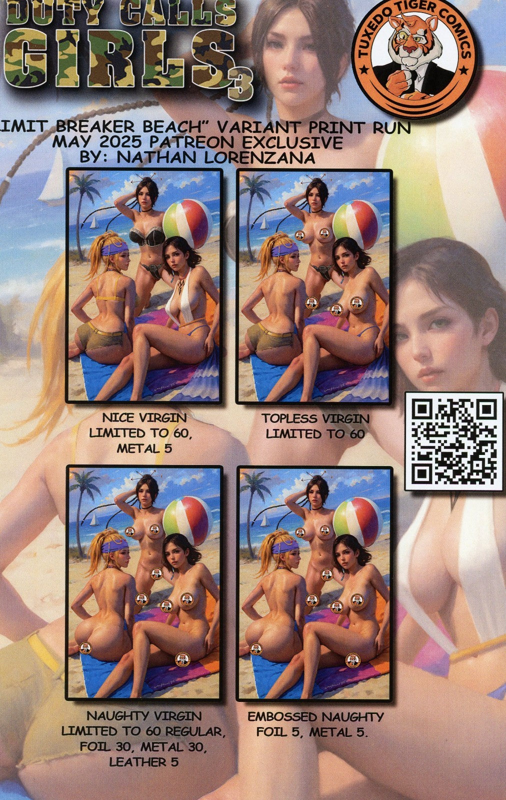 Duty Calls Girls 3 Final Fantasy X Nude FOIL Virgin Cover By Lorenzana PE 2/30