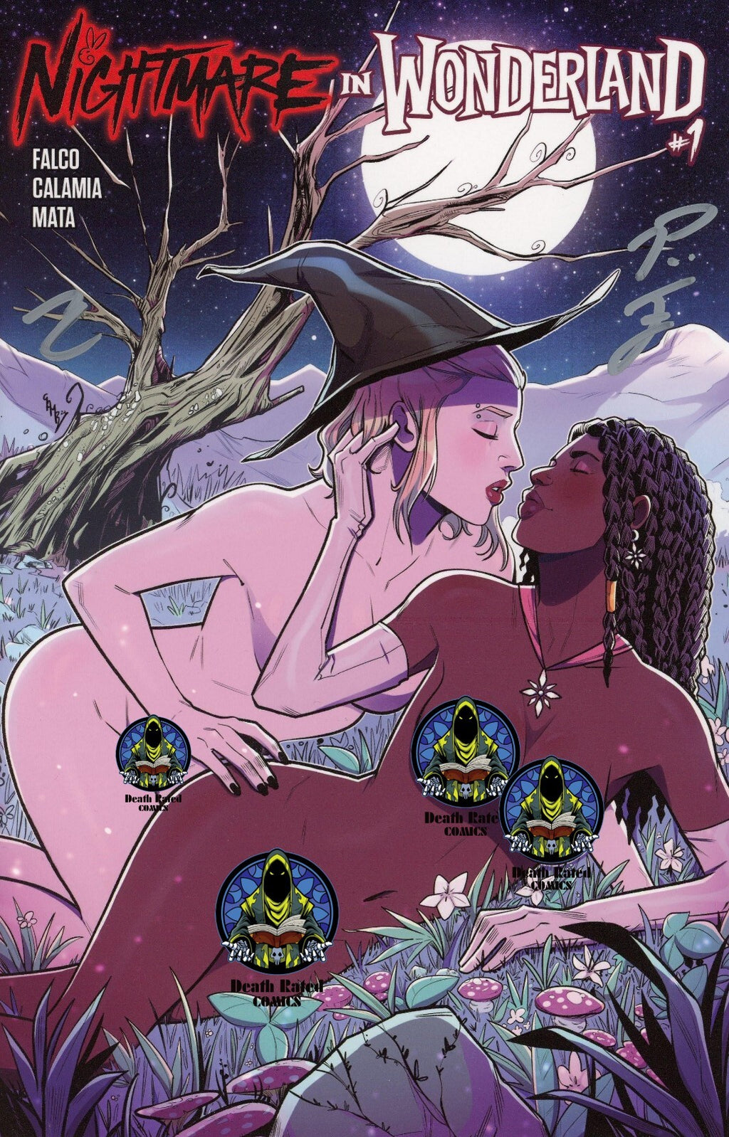 Nightmare in Wonderland #1 Witchy In Wonderland Nude Signed By Calamia and Falco